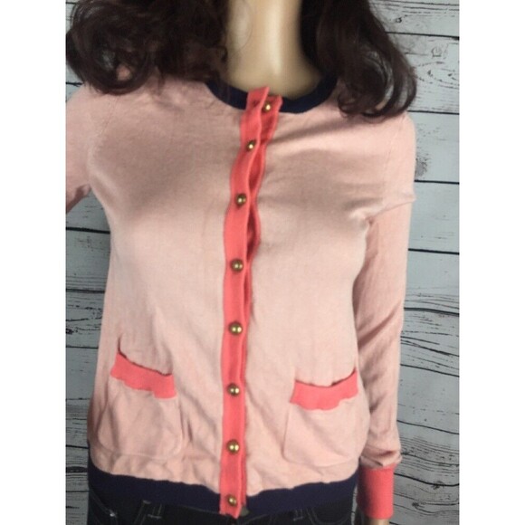 The Webster Miami at Target Pink Navy Classic Cardigan Sweater Gold Buttons XS - Picture 1 of 11